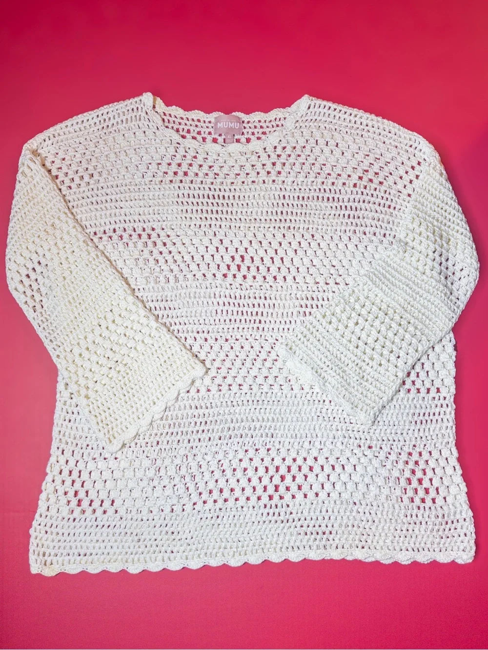 Show Me Your MuMu Cream Crochet Coverup Tunic XL